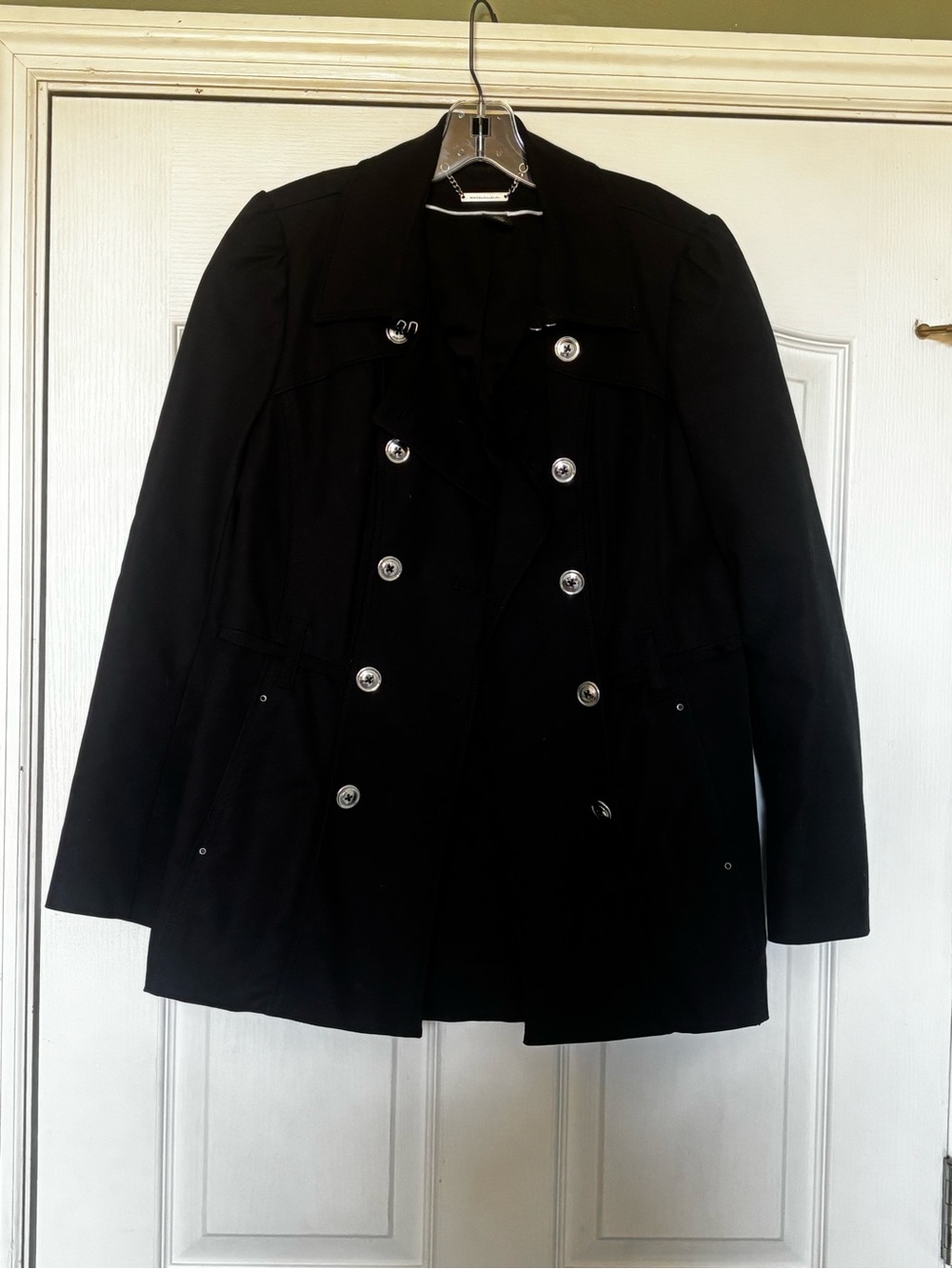 White House Black Market Black Double-Breasted Pea Coat